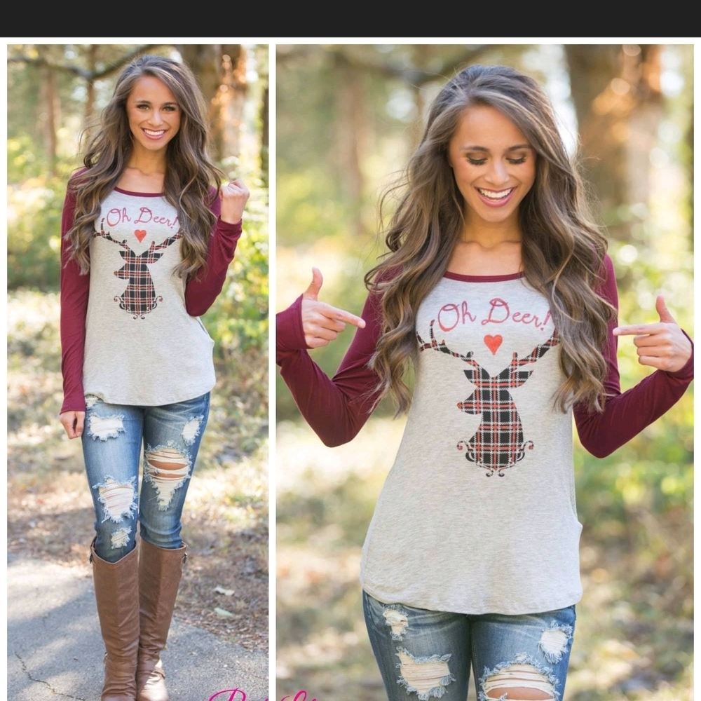 Pink Lily 'Oh Deer!' Christmas Shirt
